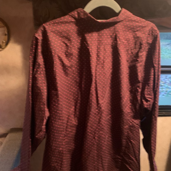 Lands End 24w Maroon with Pink Dots Button Down No Iron Supima - Picture 4 of 6